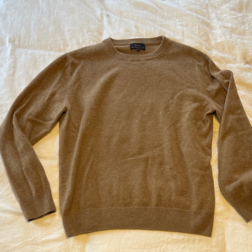 Quince Mongolian Cashmere Tan Crewneck Sweater
